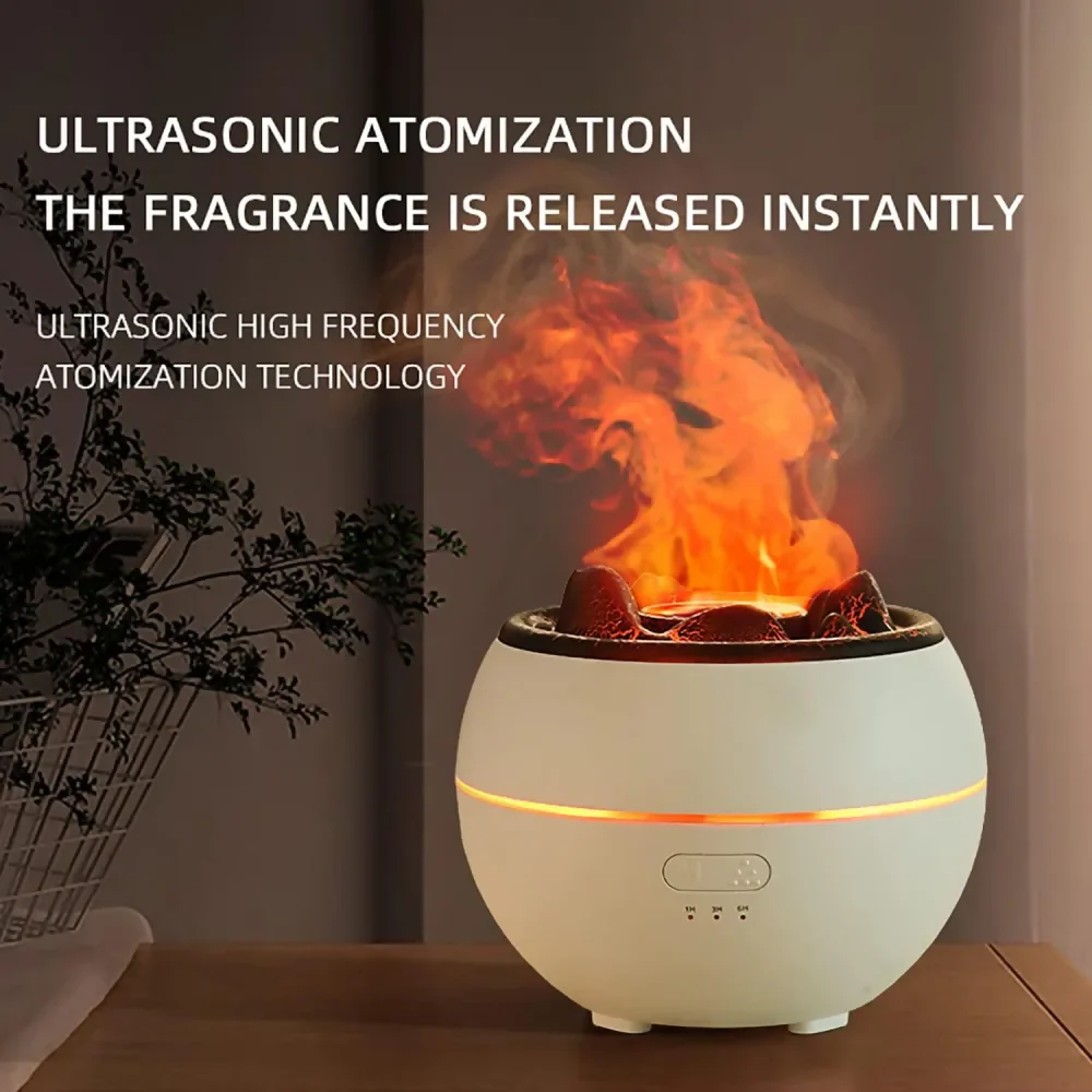 DIFUSOR AROMÁTICO VOLCÁN EFECTO LAVA FUEGO HUMIDIFICADOR MADERA - Image 5