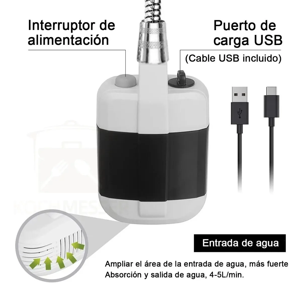 DUCHA PORTATIL PARA CAMPING REGADERA COLOR BLANCO - Image 3