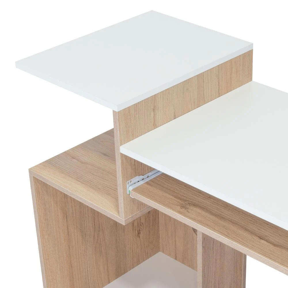 ESCRITORIO IZAN, BEIGE Y BLANCO, CON BANDEJA PORTA TECLADO DESLIZABLE Y ESPACIO PARA ARTÍCULOS DE ESTUDIO - Image 7