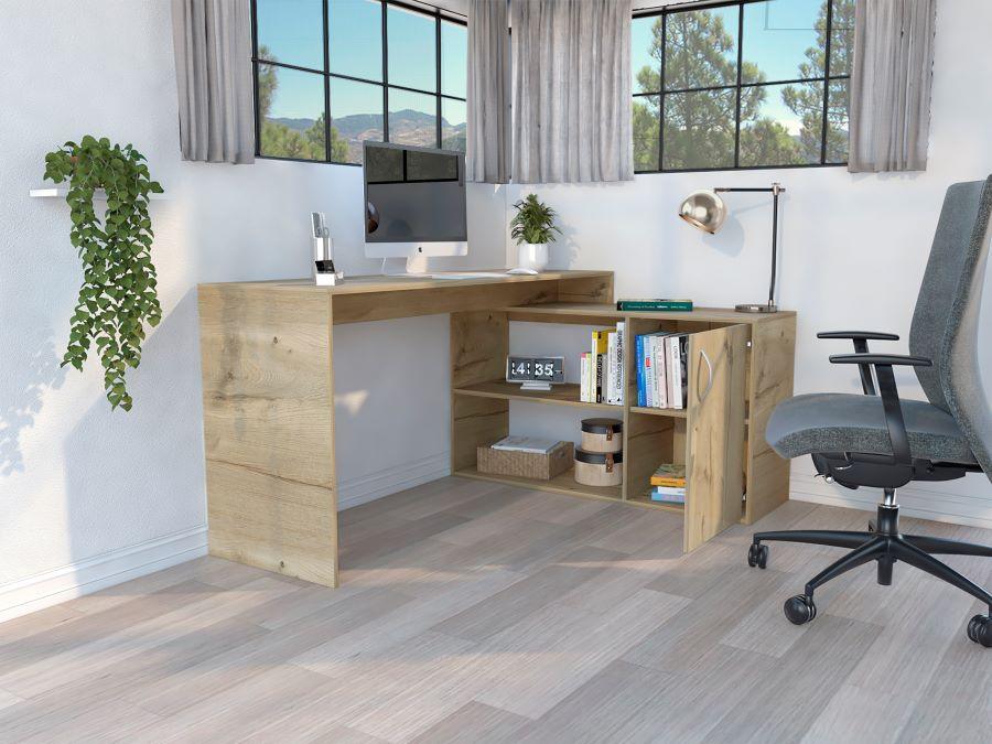 ESCRITORIO EN L AXIS, CAFE CLARO, CON AMPLIO ESPACIO DE TRABAJO - Image 6