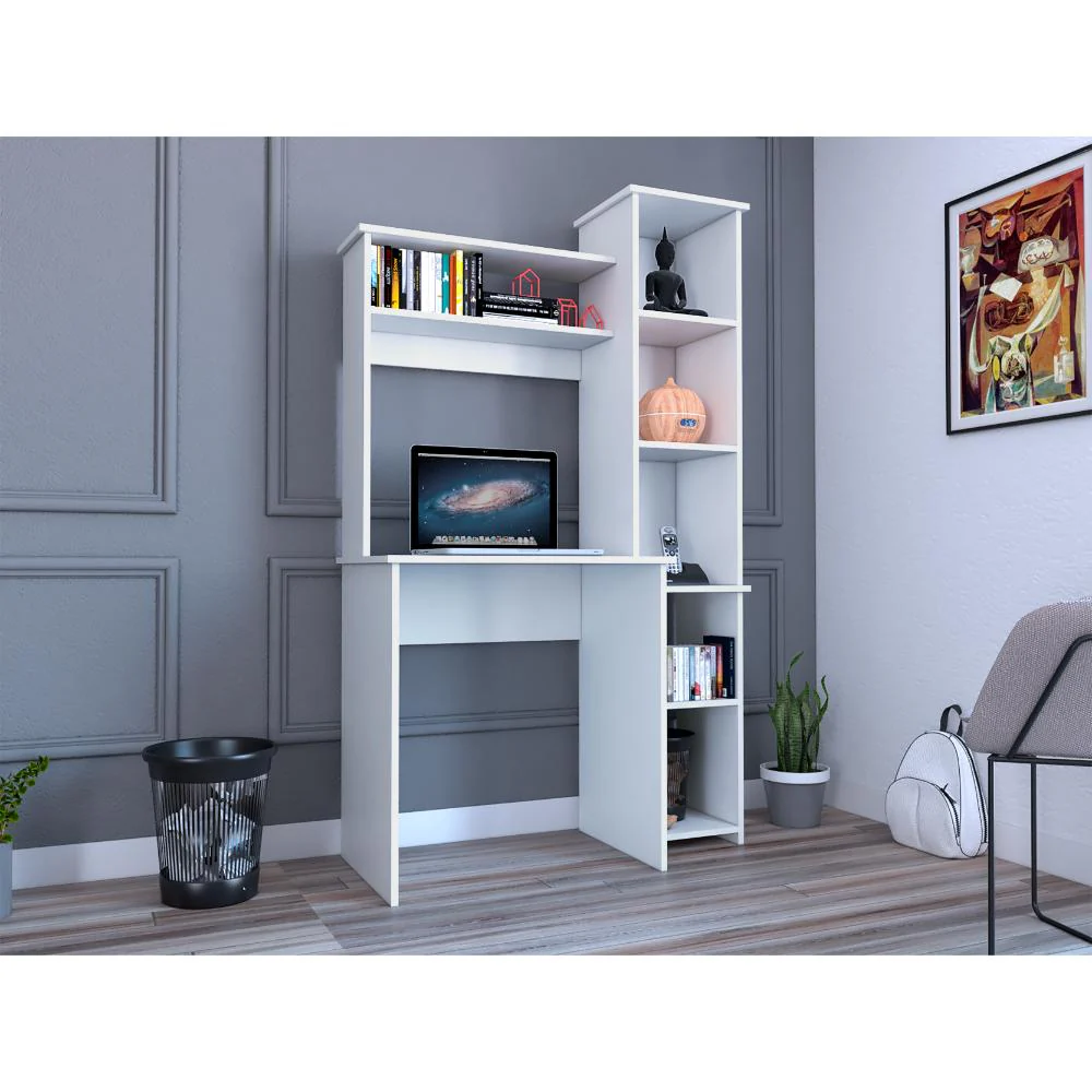 ESCRITORIO CERÍN, BLANCO, CON SEIS ENTREPAÑOS Y GRAN ESPACIO DE ALMACENAMIENTO ZF - Image 3