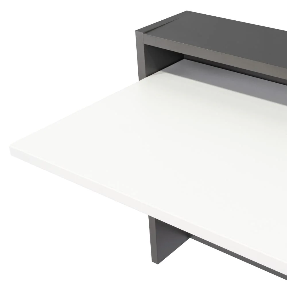 ESCRITORIO COLGANTE FRELLO, PLATA OSCURO Y BLANCO, CON ESPACIO PARA ARTÍCULOS DE ESTUDIO - Image 10