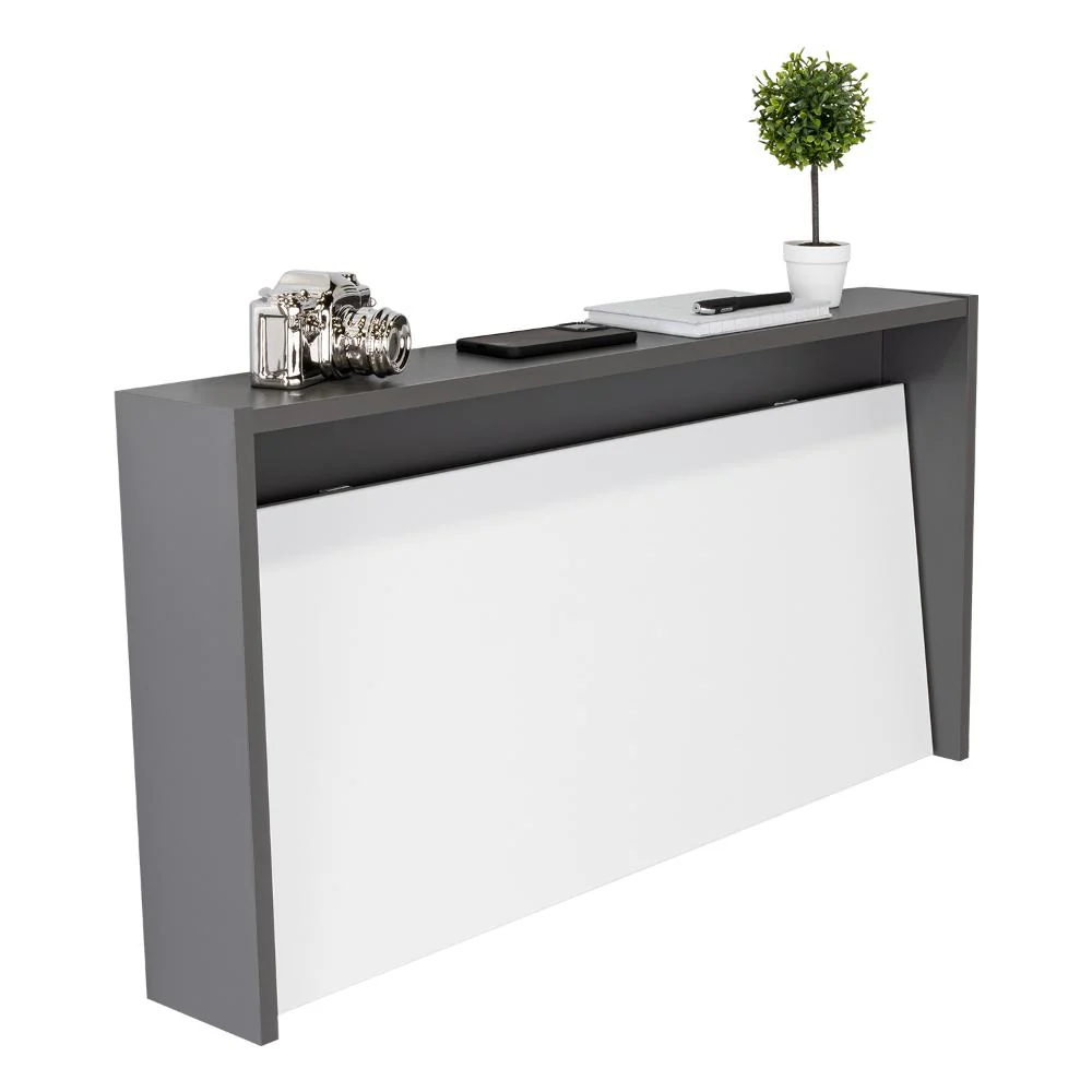 ESCRITORIO COLGANTE FRELLO, PLATA OSCURO Y BLANCO, CON ESPACIO PARA ARTÍCULOS DE ESTUDIO - Image 2