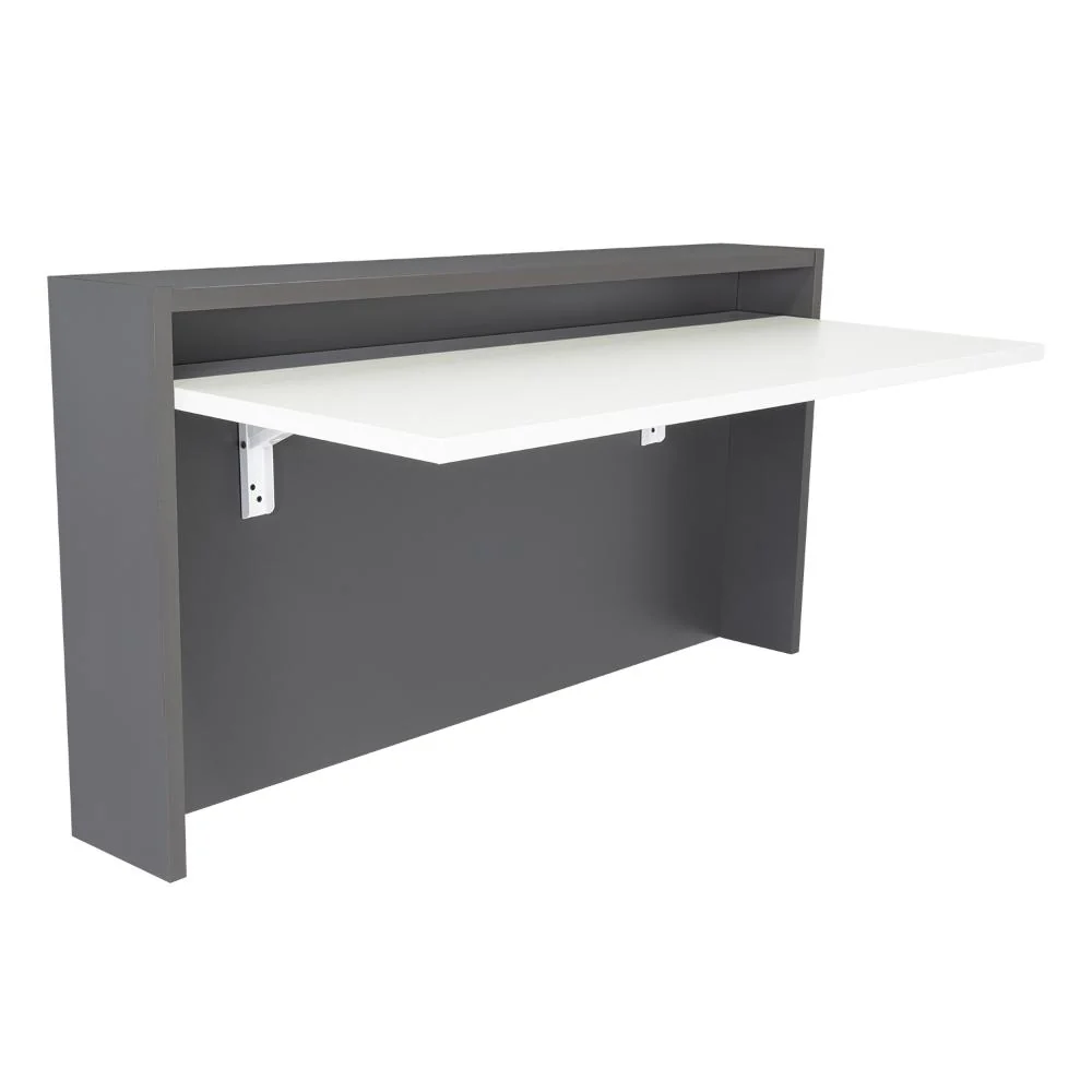 ESCRITORIO COLGANTE FRELLO, PLATA OSCURO Y BLANCO, CON ESPACIO PARA ARTÍCULOS DE ESTUDIO - Image 6