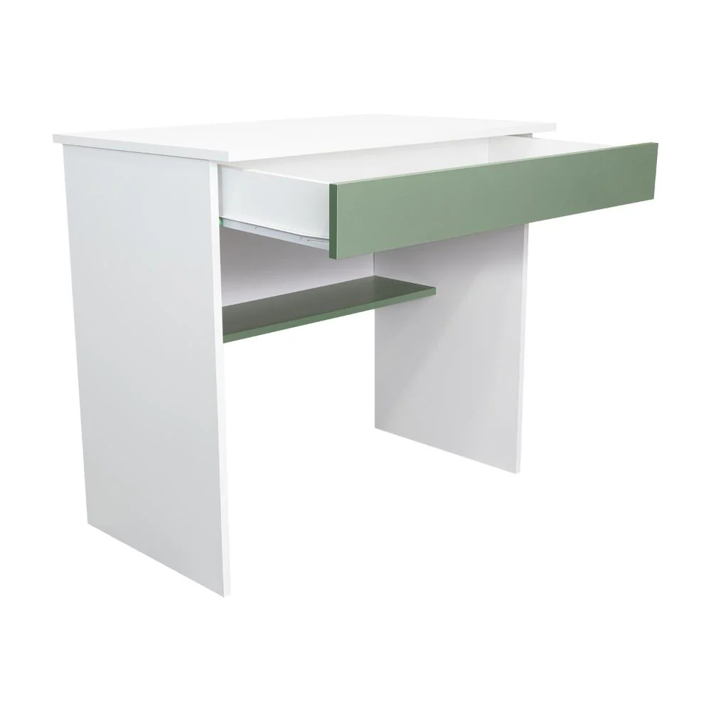 ESCRITORIO, COLIMA, BLANCO Y AGAVE, CON ENTREPAÑOS Y CAJON - Image 8