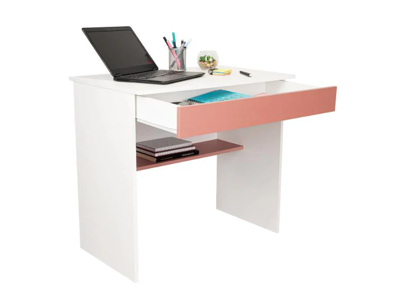 ESCRITORIO, COLIMA, BLANCO Y ARUPO, CON ENTREPAÑOS Y CAJON - Image 2