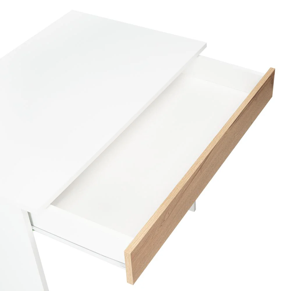 ESCRITORIO, COLIMA, BLANCO Y CAFÉ CLARO, CON ENTREPAÑOS Y CAJON - Image 12