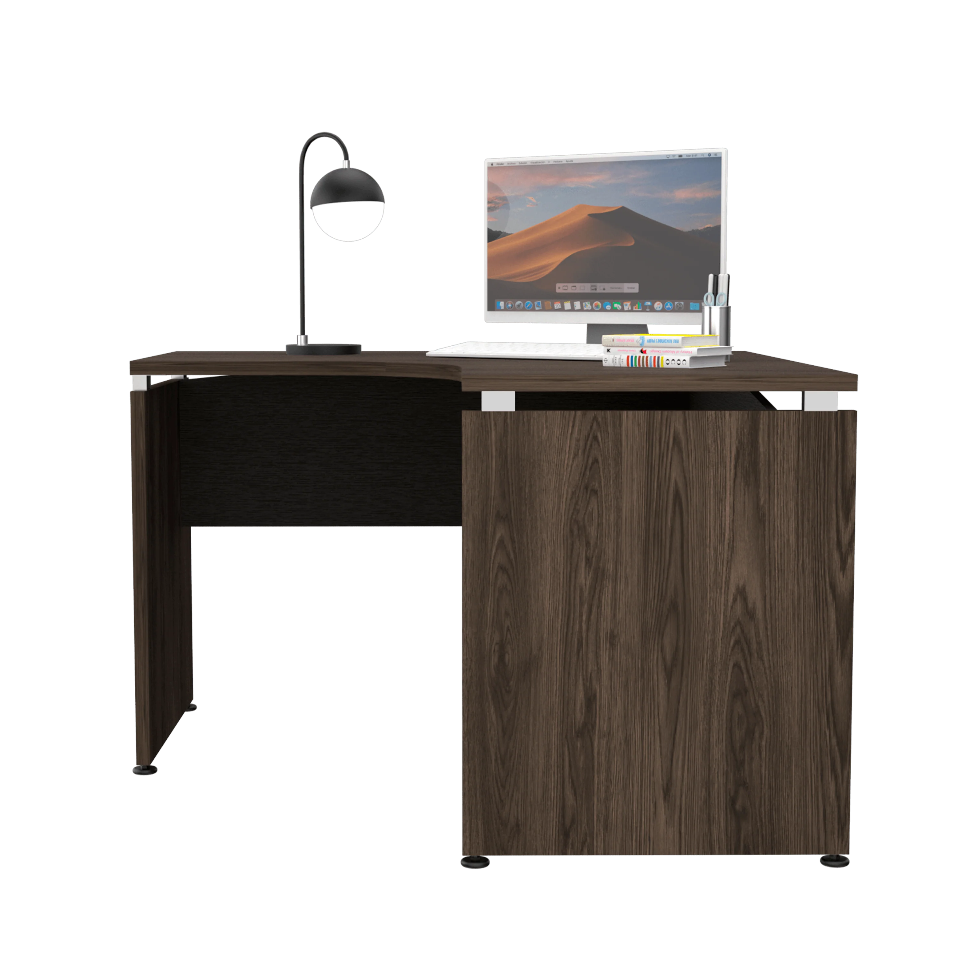 ESCRITORIO EN L CONCEPT, CHOCOLATE Y WENGUE, CON AMPLIA SUPERFICE - Image 3