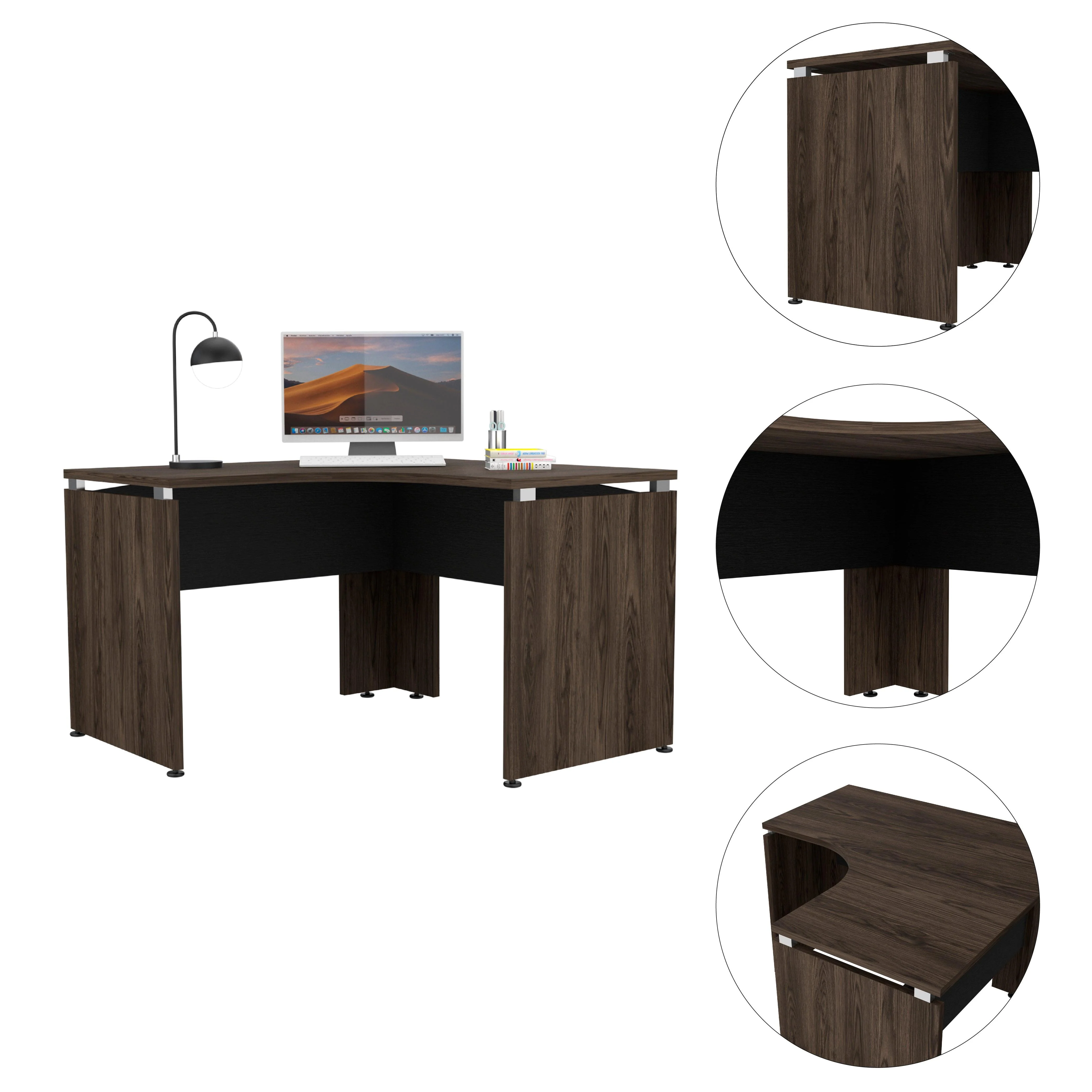 ESCRITORIO EN L CONCEPT, CHOCOLATE Y WENGUE, CON AMPLIA SUPERFICE - Image 6