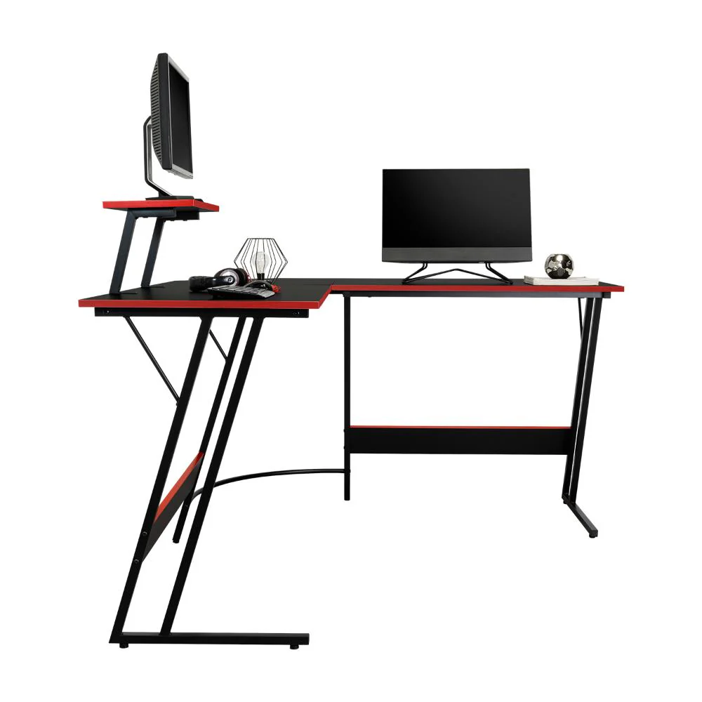 ESCRITORIO GAMER EN L, NEGRO Y ROJO, CUENTA CON ESPACIO PARA MAS DE UNA PANTALLA - Image 2
