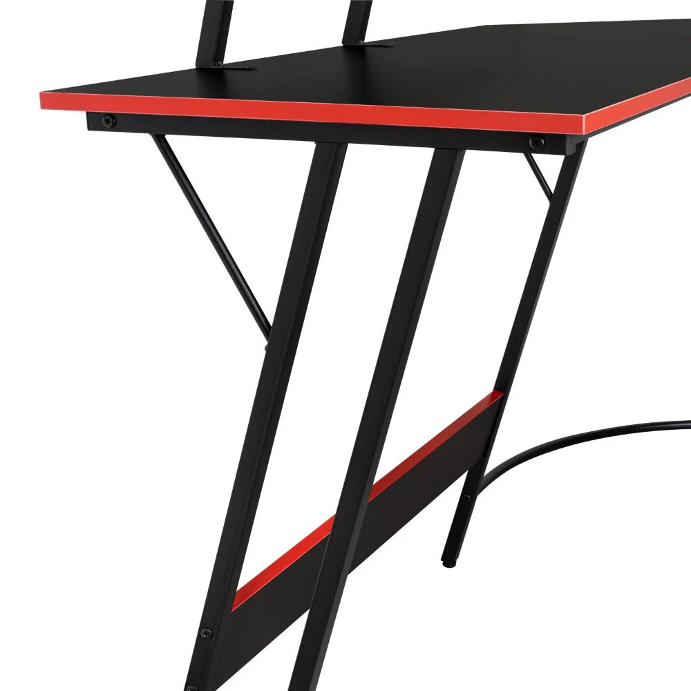 ESCRITORIO GAMER EN L, NEGRO Y ROJO, CUENTA CON ESPACIO PARA MAS DE UNA PANTALLA - Image 9