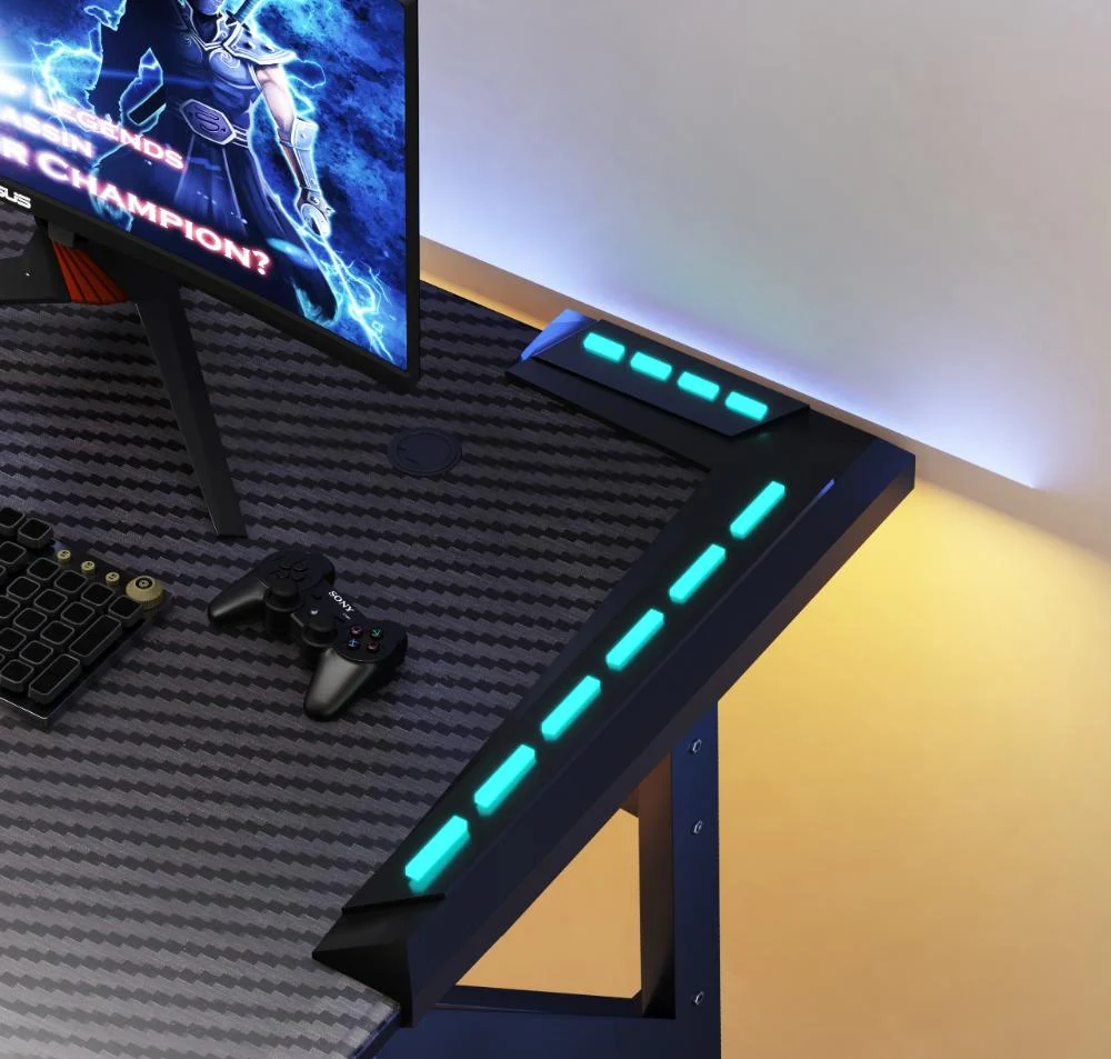 ESCRITORIO GAMER GALACTIC, NEGRO, ESTRUCTURA METALICA Y LUZ LED - Image 4