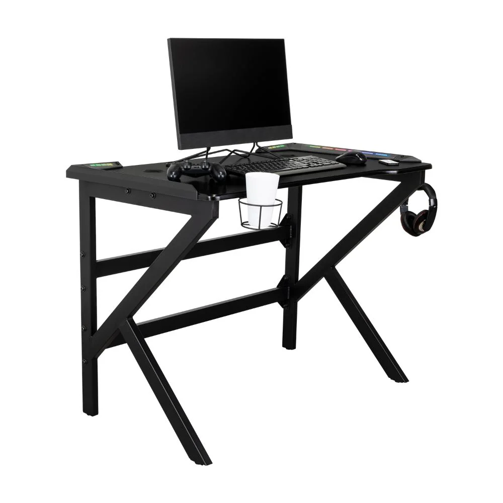 ESCRITORIO GAMER GALACTIC, NEGRO, ESTRUCTURA METALICA Y LUZ LED - Image 5