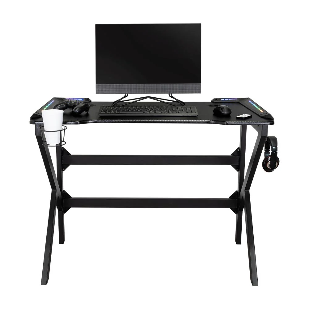 ESCRITORIO GAMER GALACTIC, NEGRO, ESTRUCTURA METALICA Y LUZ LED - Image 6
