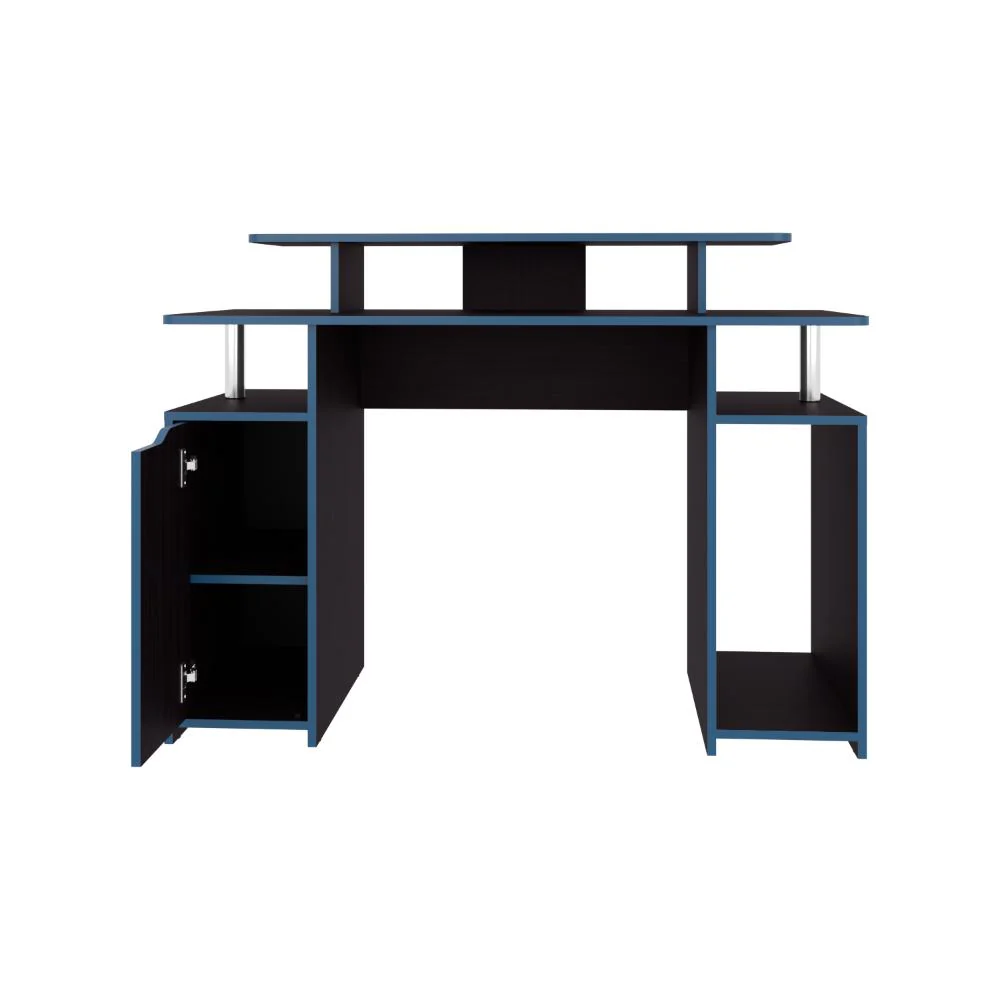 ESCRITORIO GAMER KEIN 2, WENGUE Y AZUL, CON ESPACIO ADICIONAL PARA PANTALLAS ZF - Image 5
