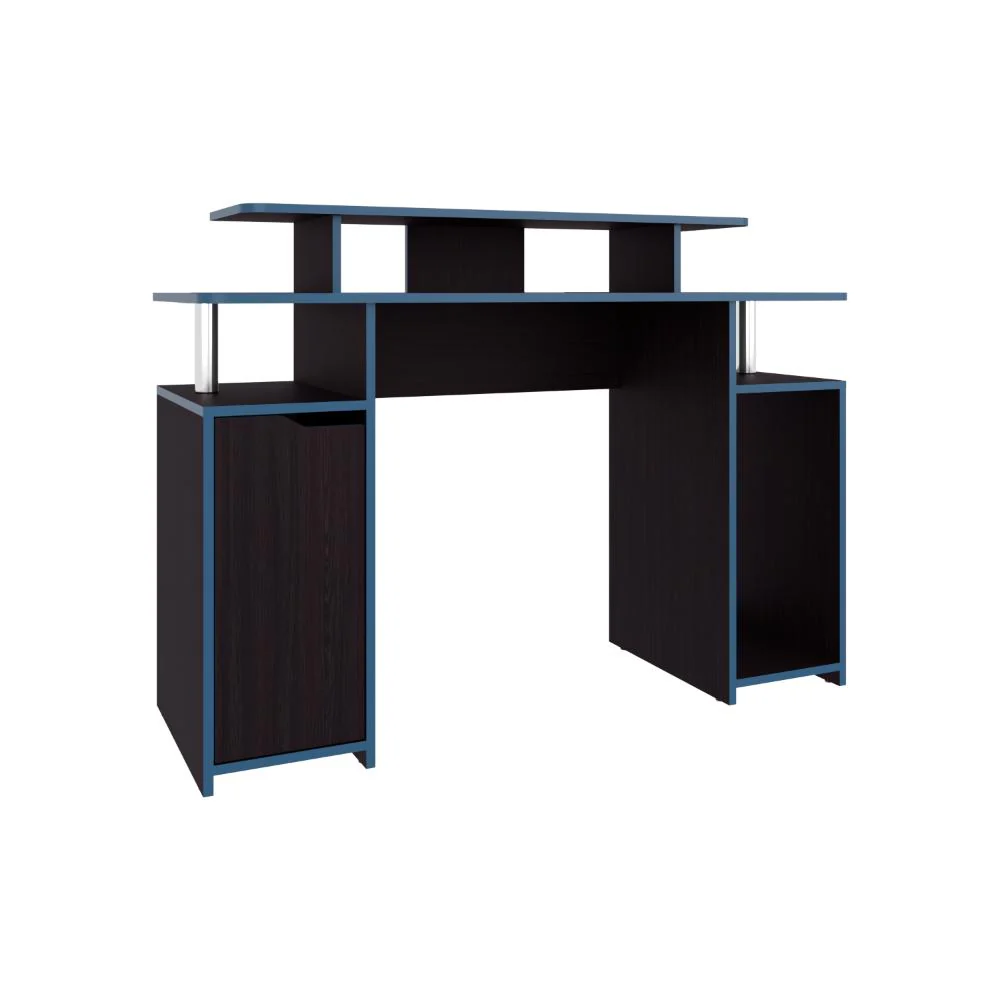ESCRITORIO GAMER KEIN 2, WENGUE Y AZUL, CON ESPACIO ADICIONAL PARA PANTALLAS ZF - Image 6