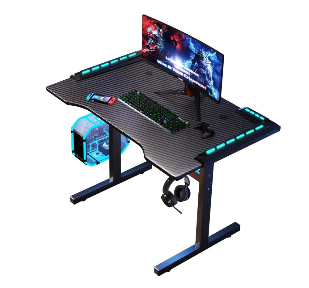 ESCRITORIO GAMER MATRIX , NEGRO, ESTRUCTURA METALICA Y LUZ LED - Image 5