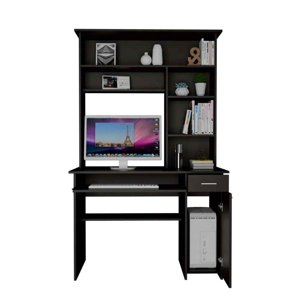 ESCRITORIO HUCTH, WENGUE, CON UNA CAJÓN DESLIZABLE Y PUERTA BATIENTE - Image 2