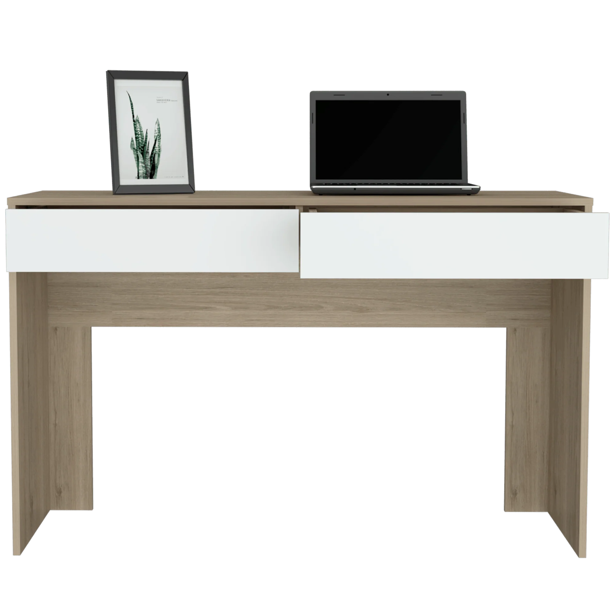 ESCRITORIO MANTIS, BEIGE Y BLANCO, CON DOS CAJONES ORGANIZADORES - Image 3