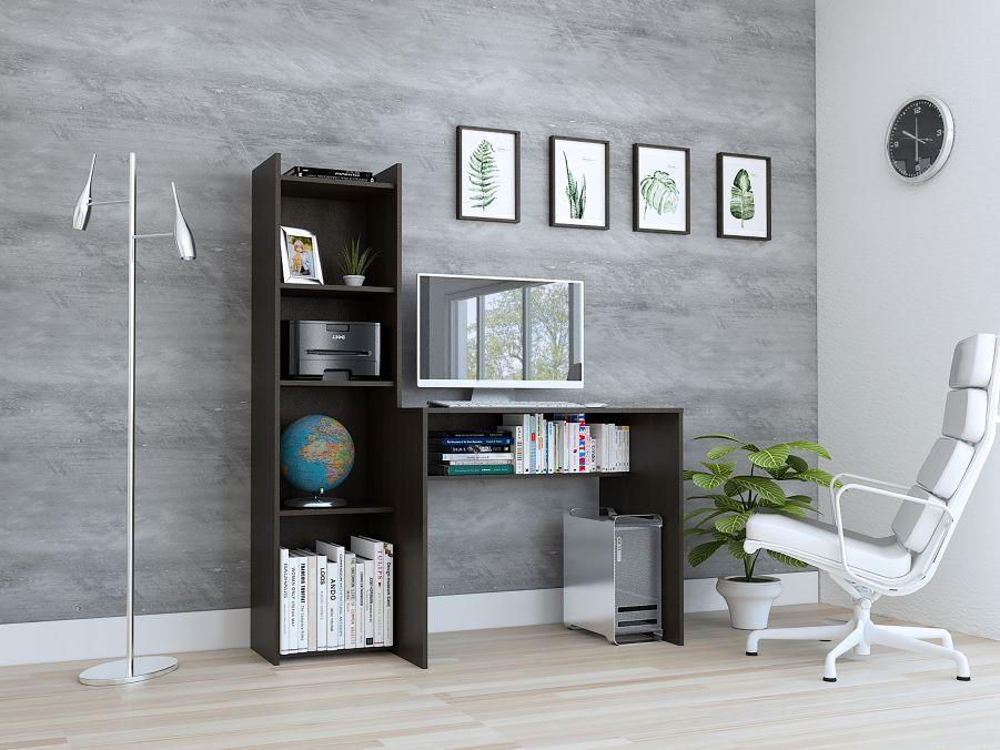 ESCRITORIO NURKIA, WENGUE, CON ESPACIO PARA UBICAR LIBROS Y DECORACIÓN - Image 3