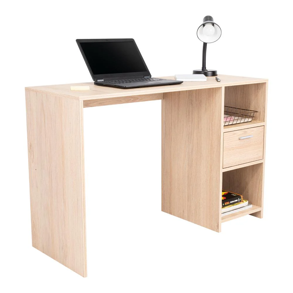 ESCRITORIO TAIRA, BEIGE, CON UN CAJÓN Y DOS ENTREPAÑOS