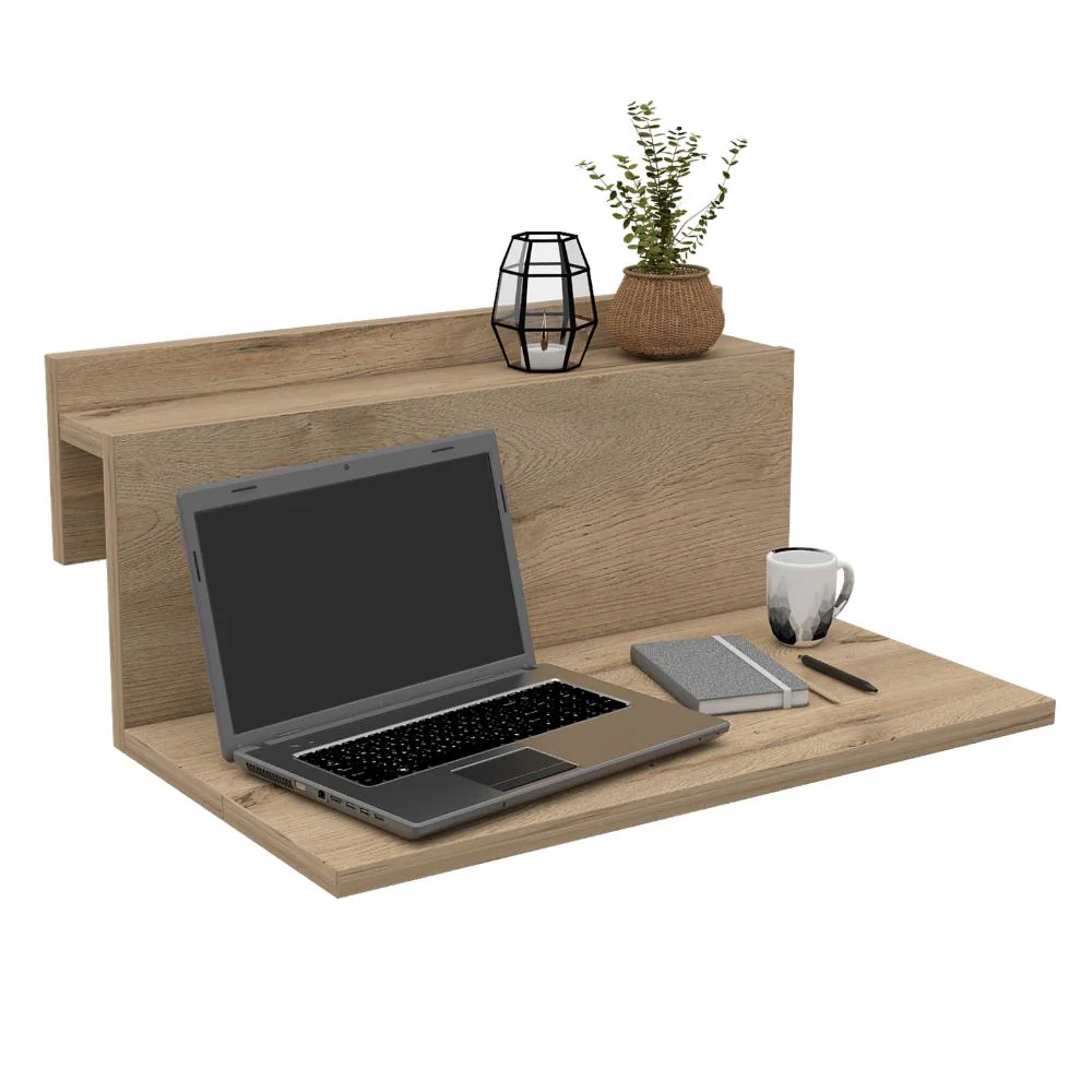 ESCRITORIO TERRA, CAFÉ CLARO, CON AMPLIO ESPACIO Y DISEÑO MINIMALISTA