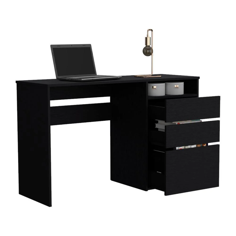 ESCRITORIO VENUS, WENGUE, CON DOS CAJONES MULTIUSOS Y UN CAJÓN ARCHIVADOR ADICIONAL ZF