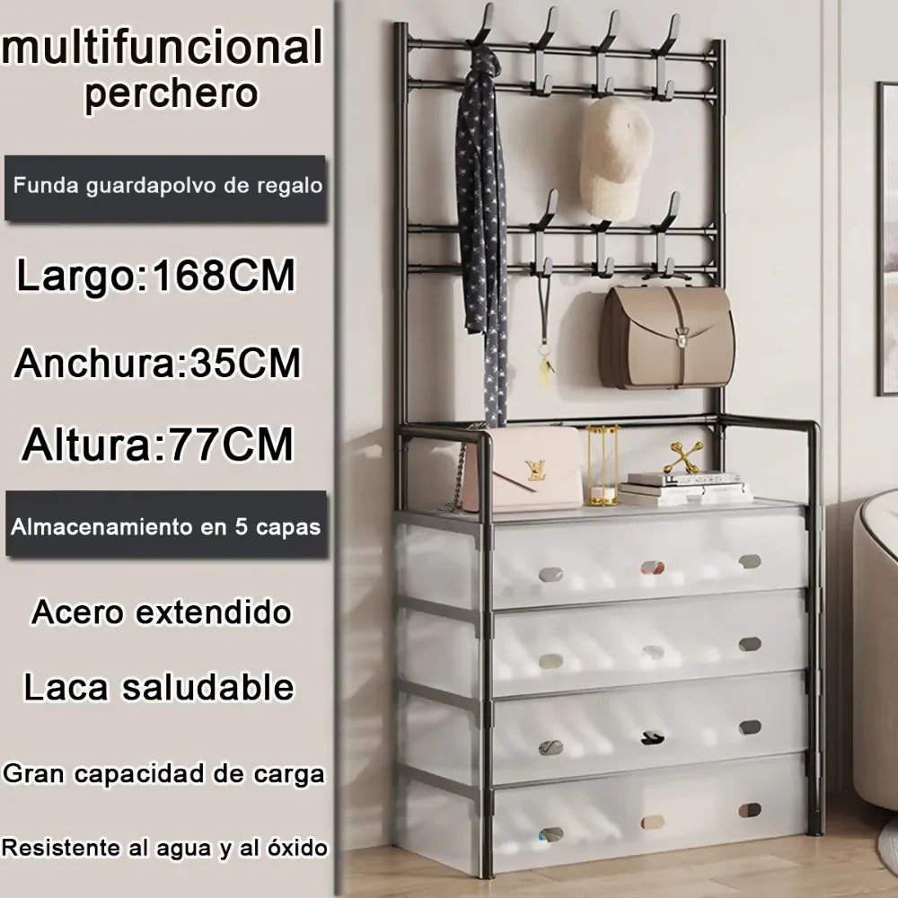 ESTANTE ZAPATOS ORGANIZADOR ZAPATERO METÁLICO ANTI POLVO BLANCO - Image 4