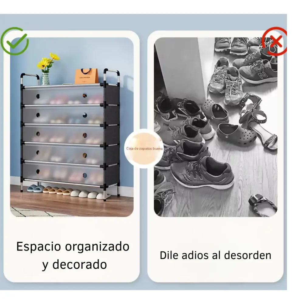 ESTANTE ZAPATOS ORGANIZADOR ZAPATERO METÁLICO DOBLE 28 PARES NEGRO - Image 3