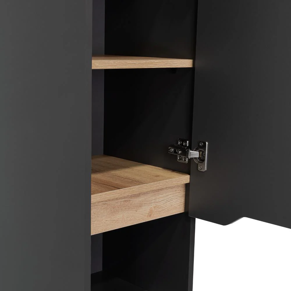 ESTANTERIA DE BAÑO VICENT ALTO, PLATA OSCURO Y CAFÉ CLARO, CON DOS PUERTAS ABATIBLES Y ENTREPAÑOS - Image 11