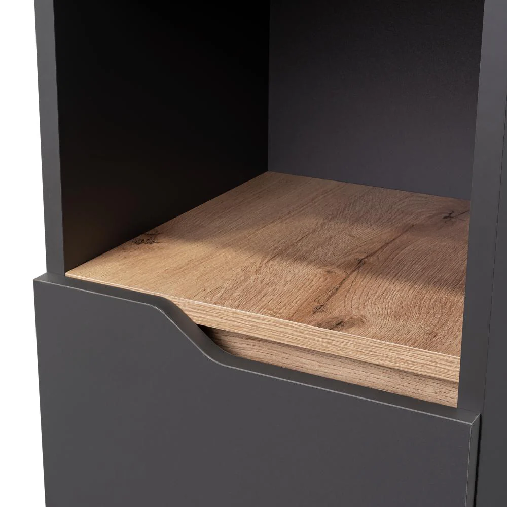 ESTANTERIA DE BAÑO VICENT ALTO, PLATA OSCURO Y CAFÉ CLARO, CON DOS PUERTAS ABATIBLES Y ENTREPAÑOS - Image 12