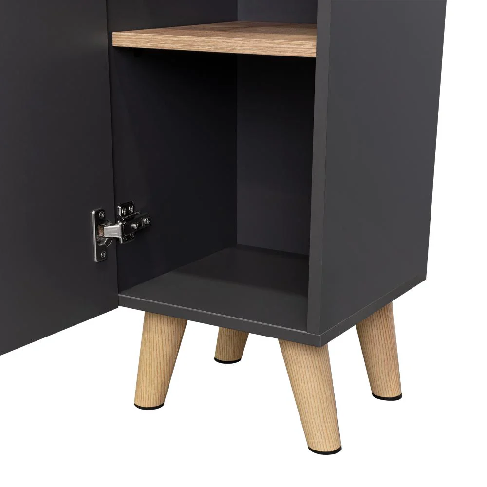 ESTANTERIA DE BAÑO VICENT ALTO, PLATA OSCURO Y CAFÉ CLARO, CON DOS PUERTAS ABATIBLES Y ENTREPAÑOS - Image 13