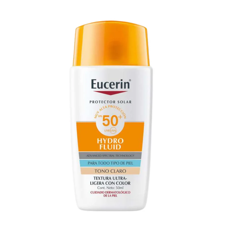 EUCERIN SUN FACIAL HYDRO FLUID TONO CLARO FPS 50+ X 50ML