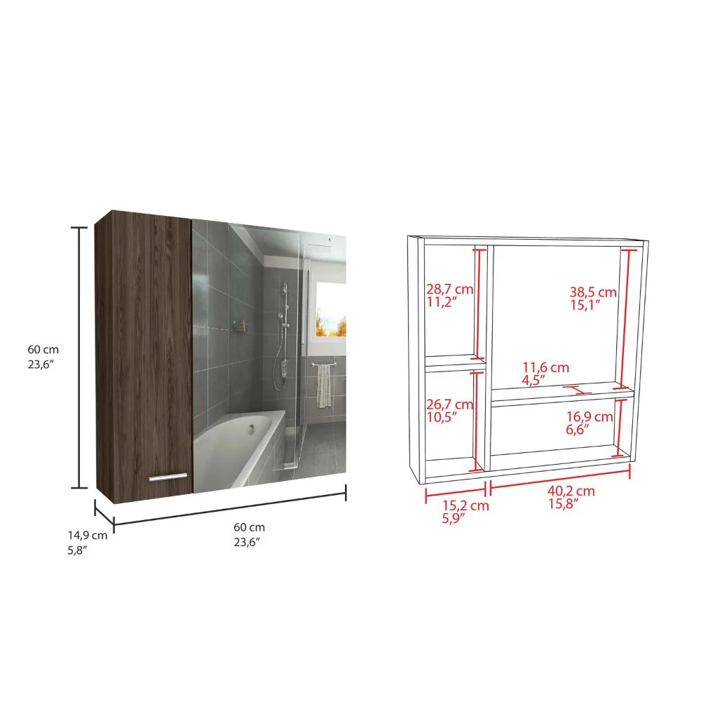 GABINETE DE BAÑO APOLIS, CHOCOLATE, CON PUERTA ESPEJO Y DOS ENTREPAÑOS PARA UBICAR MÚLTIPLES OBJETOS - Image 12