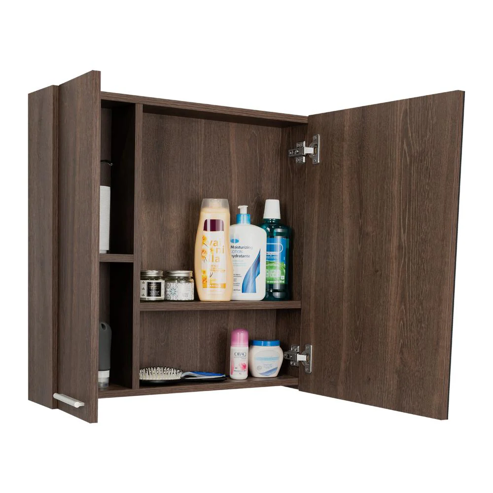 GABINETE DE BAÑO APOLIS, CHOCOLATE, CON PUERTA ESPEJO Y DOS ENTREPAÑOS PARA UBICAR MÚLTIPLES OBJETOS - Image 2