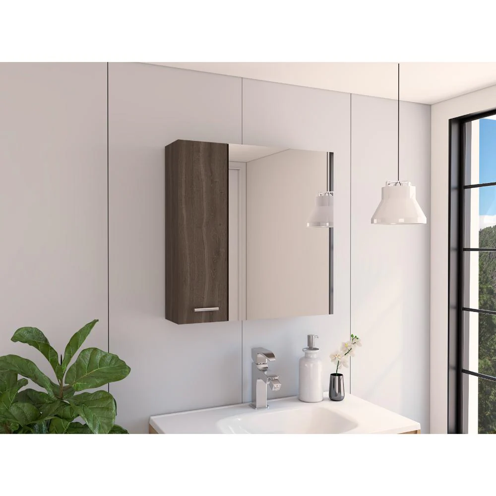 GABINETE DE BAÑO APOLIS, CHOCOLATE, CON PUERTA ESPEJO Y DOS ENTREPAÑOS PARA UBICAR MÚLTIPLES OBJETOS - Image 4