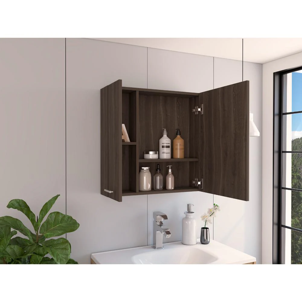 GABINETE DE BAÑO APOLIS, CHOCOLATE, CON PUERTA ESPEJO Y DOS ENTREPAÑOS PARA UBICAR MÚLTIPLES OBJETOS - Image 5