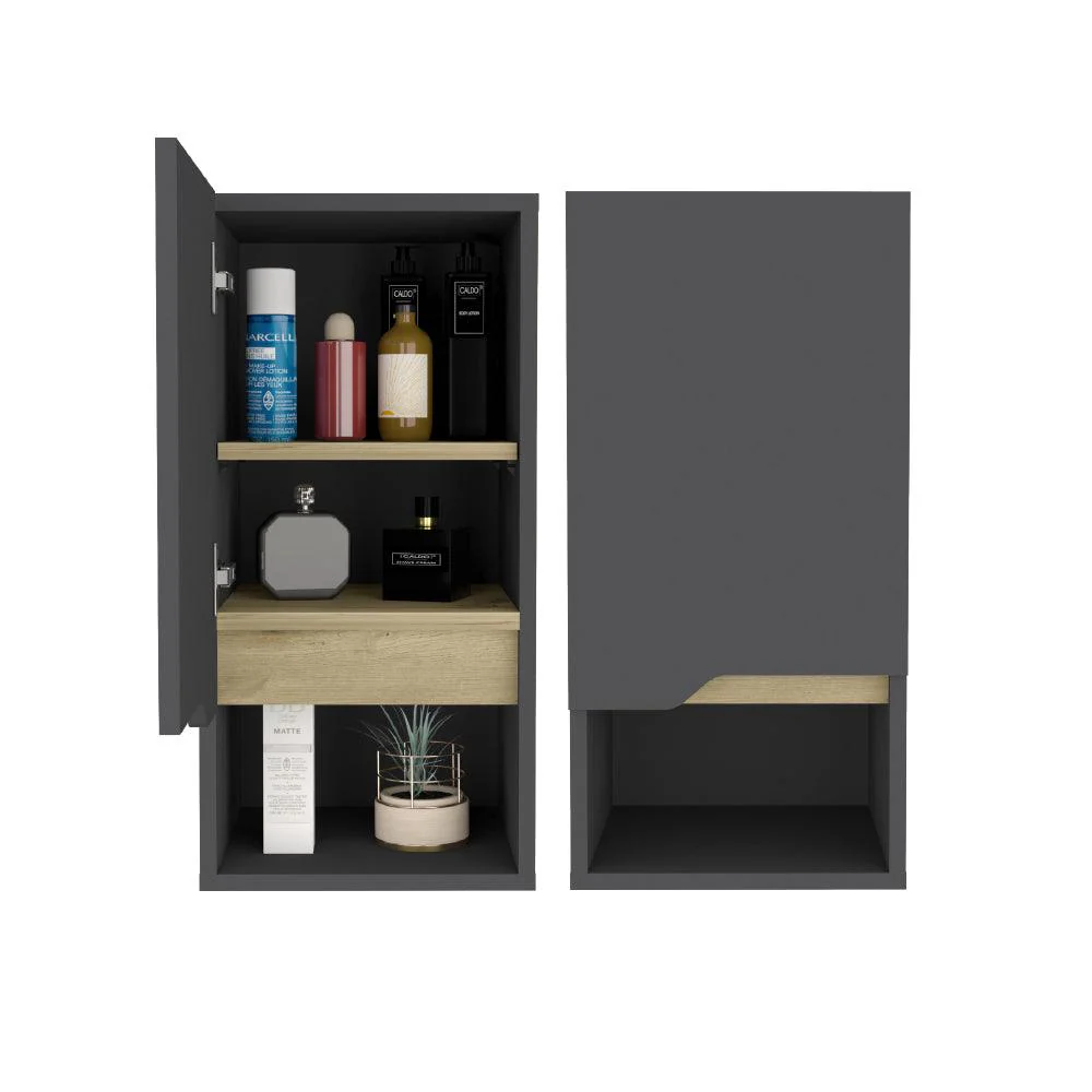 GABINETE DE BAÑO APOLIS, PLATA OSCURO Y CAFÉ CLARO, CON ESPACIO PARA GUARDAR OBJETOS DE ASEO PERSONAL X2