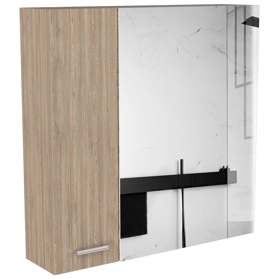 GABINETE DE BAÑO APOLIS, MIEL, CON PUERTA ESPEJO Y DOS ENTREPAÑOS PARA UBICAR MÚLTIPLES OBJETOS - Image 7