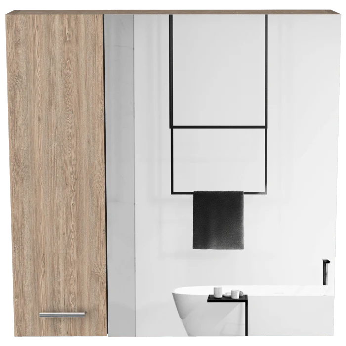 GABINETE DE BAÑO APOLIS, MIEL, CON PUERTA ESPEJO Y DOS ENTREPAÑOS PARA UBICAR MÚLTIPLES OBJETOS - Image 8