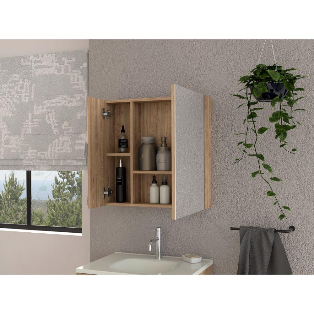 GABINETE DE BAÑO APOLIS, MIEL, CON PUERTA ESPEJO Y DOS ENTREPAÑOS PARA UBICAR MÚLTIPLES OBJETOS    X2 - Image 5