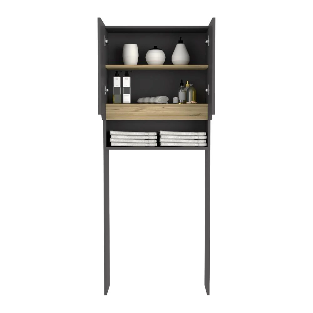 GABINETE DE BAÑO APOLIS PLATA OSCURO Y CAFÉ CLARO, CON PUERTAS CON APERTURA SIN MANIJAS Y DOS PUERTAS - Image 2