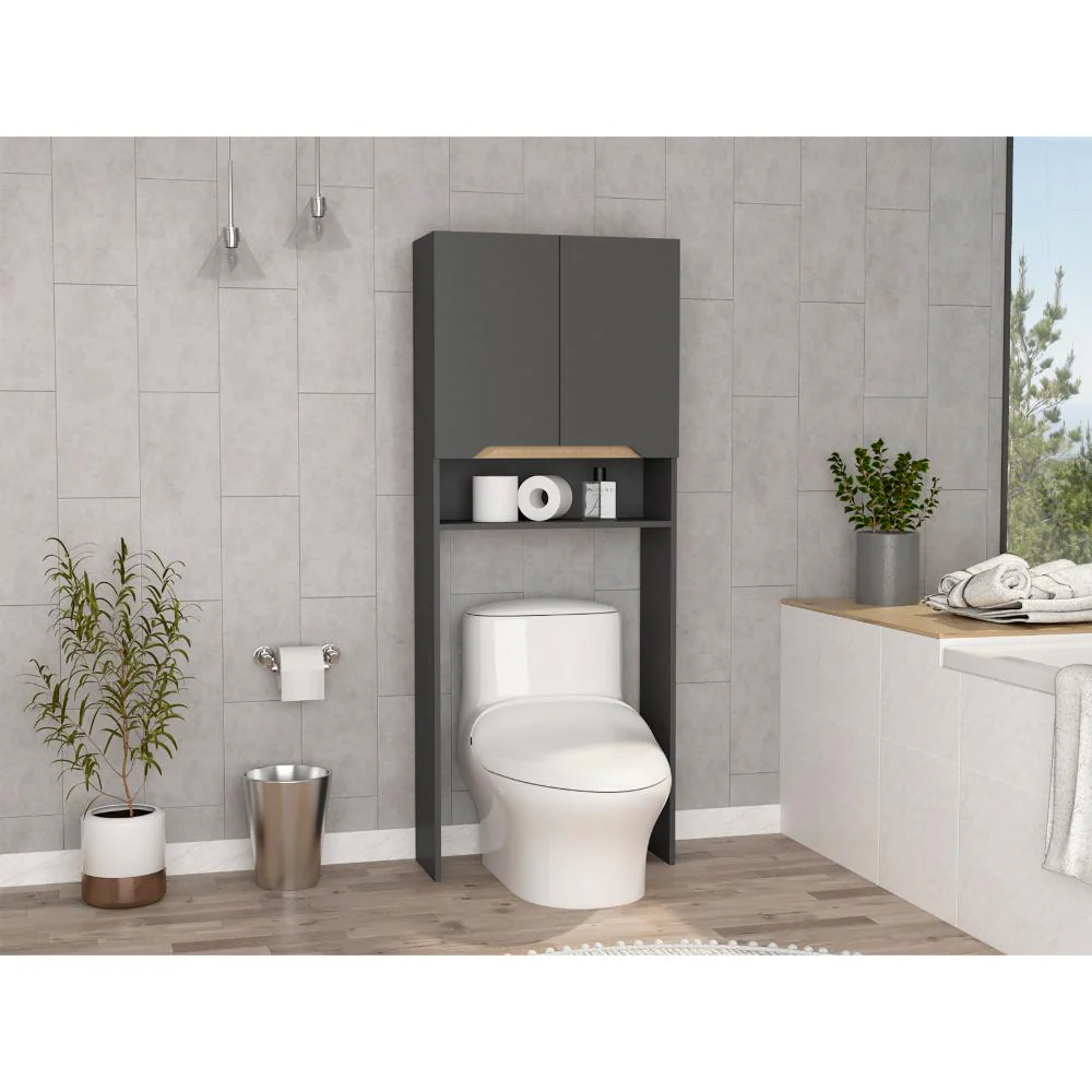 GABINETE DE BAÑO APOLIS PLATA OSCURO Y CAFÉ CLARO, CON PUERTAS CON APERTURA SIN MANIJAS Y DOS PUERTAS - Image 3
