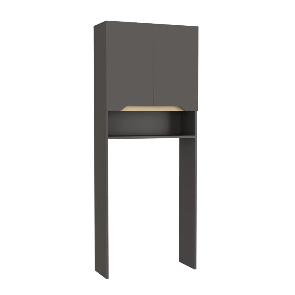 GABINETE DE BAÑO APOLIS PLATA OSCURO Y CAFÉ CLARO, CON PUERTAS CON APERTURA SIN MANIJAS Y DOS PUERTAS - Image 6
