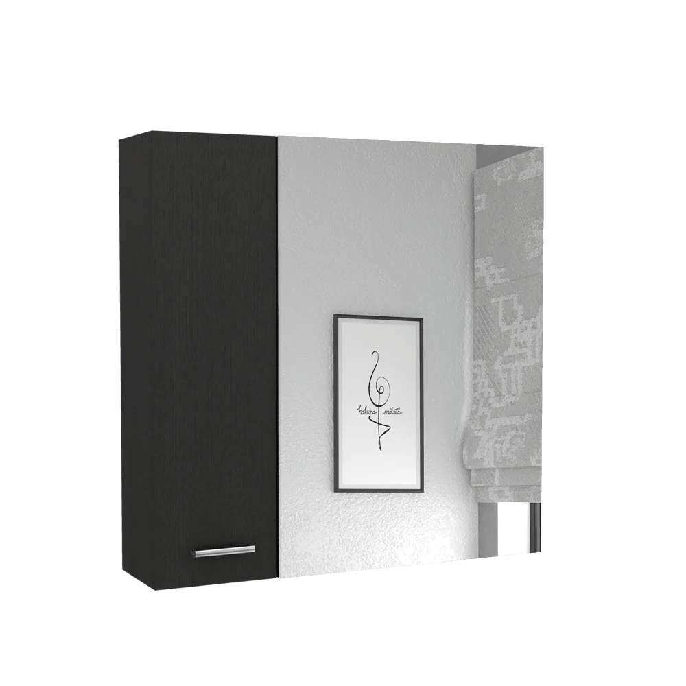 GABINETE DE BAÑO APOLIS, WENGUE, CON PUERTA ESPEJO Y DOS ENTREPAÑOS PARA UBICAR MÚLTIPLES OBJETOS - Image 2