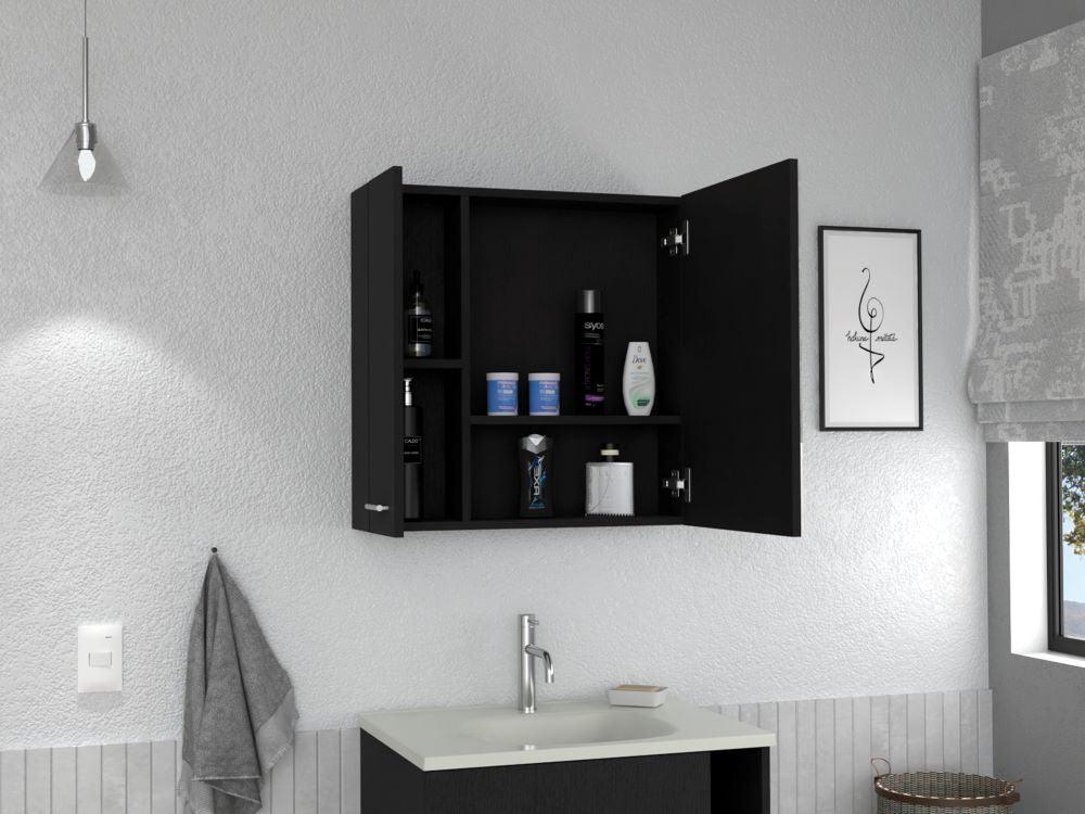 GABINETE DE BAÑO APOLIS, WENGUE, CON PUERTA ESPEJO Y DOS ENTREPAÑOS PARA UBICAR MÚLTIPLES OBJETOS - Image 4