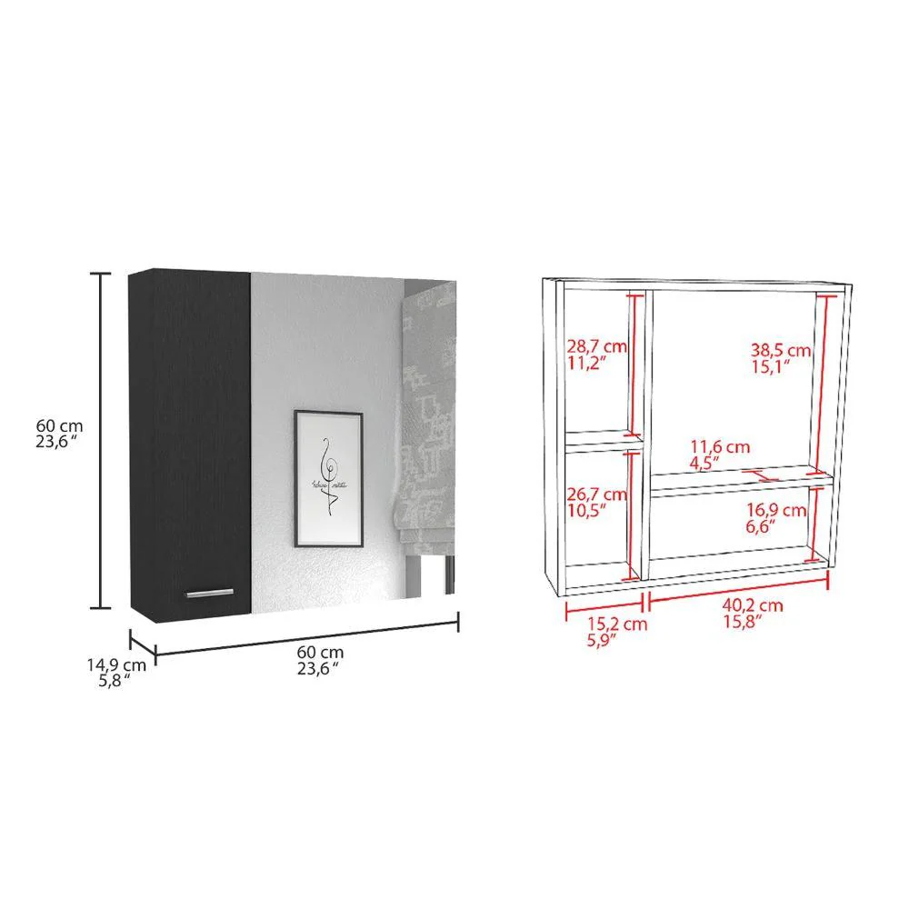 GABINETE DE BAÑO APOLIS, WENGUE, CON PUERTA ESPEJO Y DOS ENTREPAÑOS PARA UBICAR MÚLTIPLES OBJETOS - Image 5
