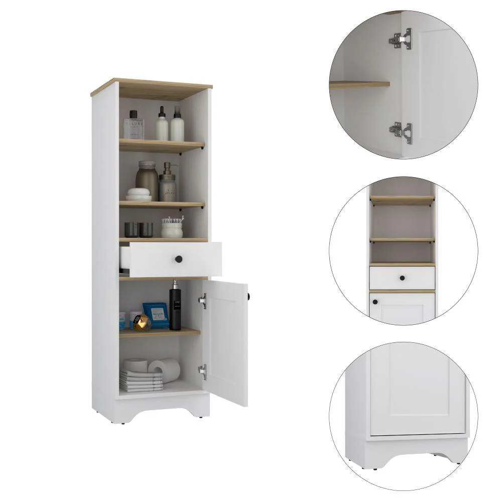 GABINETE DE BAÑO AQUA 2, BLANCO PERLA Y CAFÉ CLARO, CON VARIEDAD DE ENTREPAÑOS X2 - Image 6