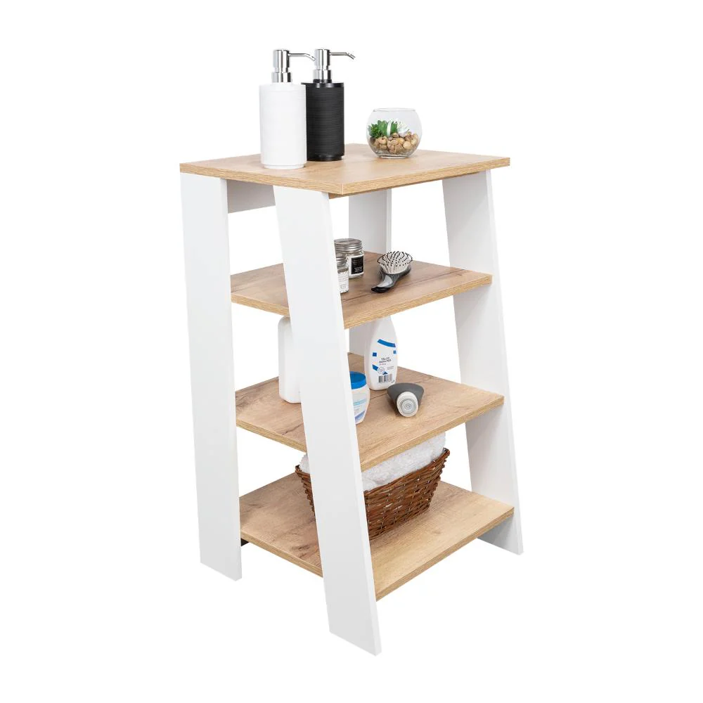 GABINETE DE BAÑO AQUA 3 PEQUEÑO, BLANCO VAINILLA Y CAFÉ CLARO, CON VARIEDAD DE ENTREPAÑOS