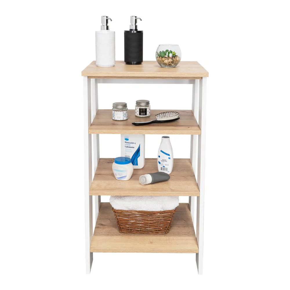 GABINETE DE BAÑO AQUA 3 PEQUEÑO, BLANCO VAINILLA Y CAFÉ CLARO, CON VARIEDAD DE ENTREPAÑOS - Image 2